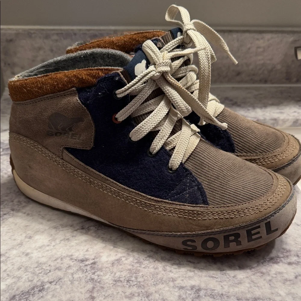 Sorel Mens Shoes NM1574-221 Size 9 Tan Navy Hi Top Sneakers